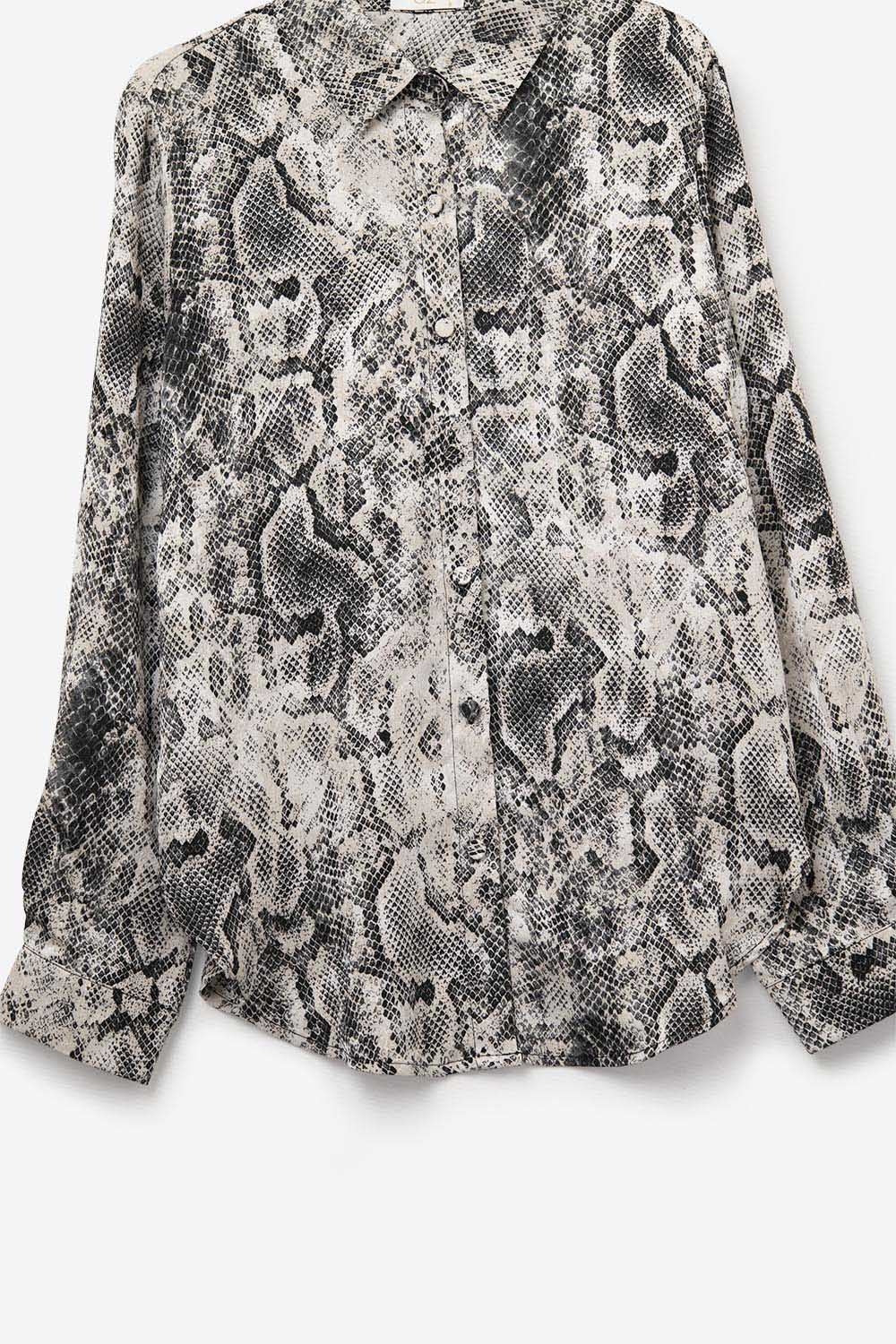 Camisa descontraída com estampado de cobra em cinzento