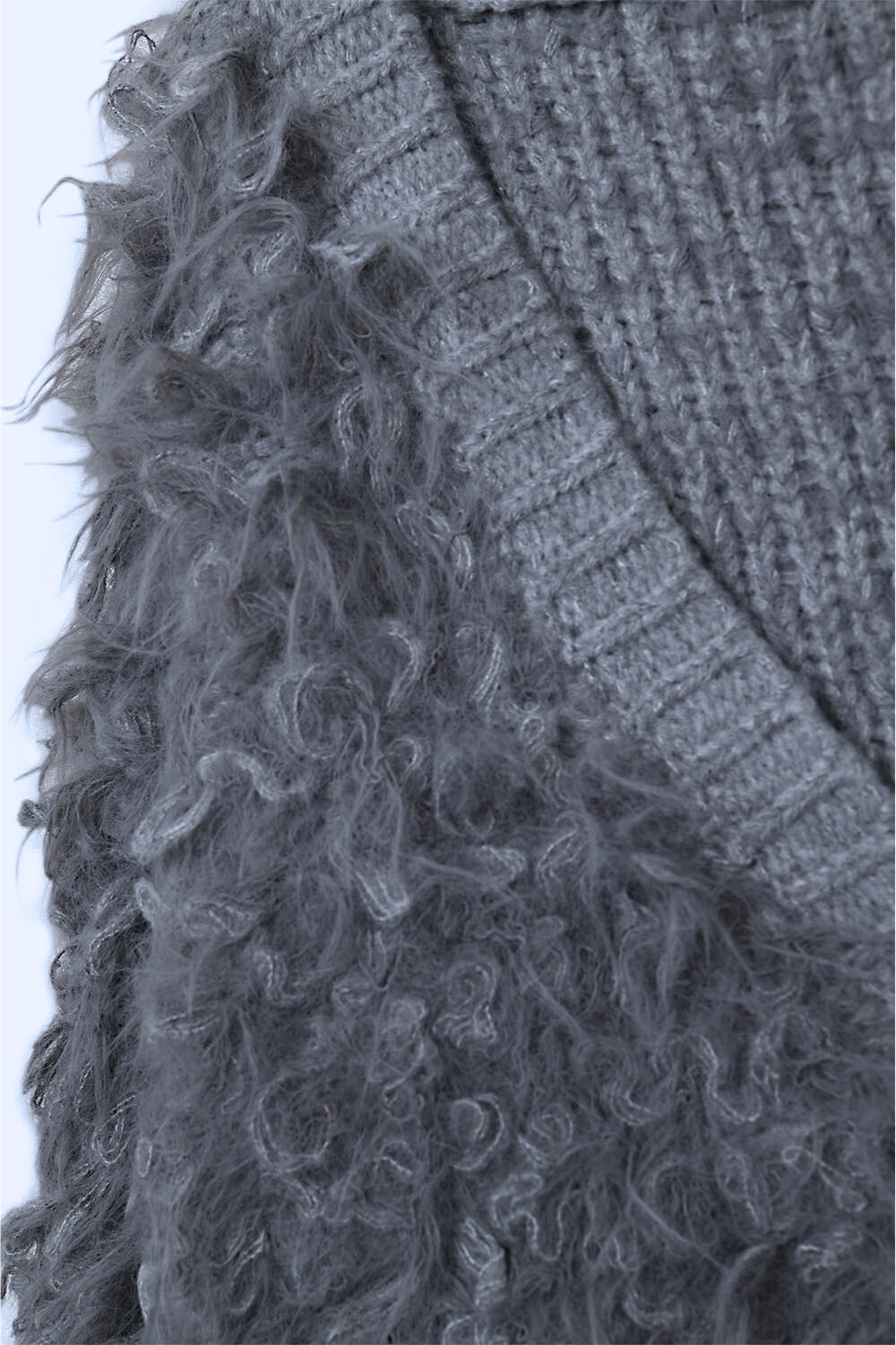 Casaco de malha felpuda estilo Shag em cinzento