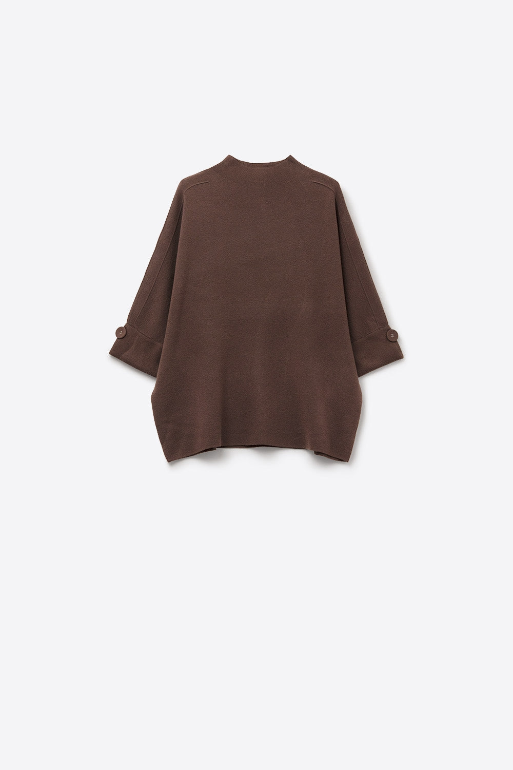 Camisola de malha castanha com pormenores de botões