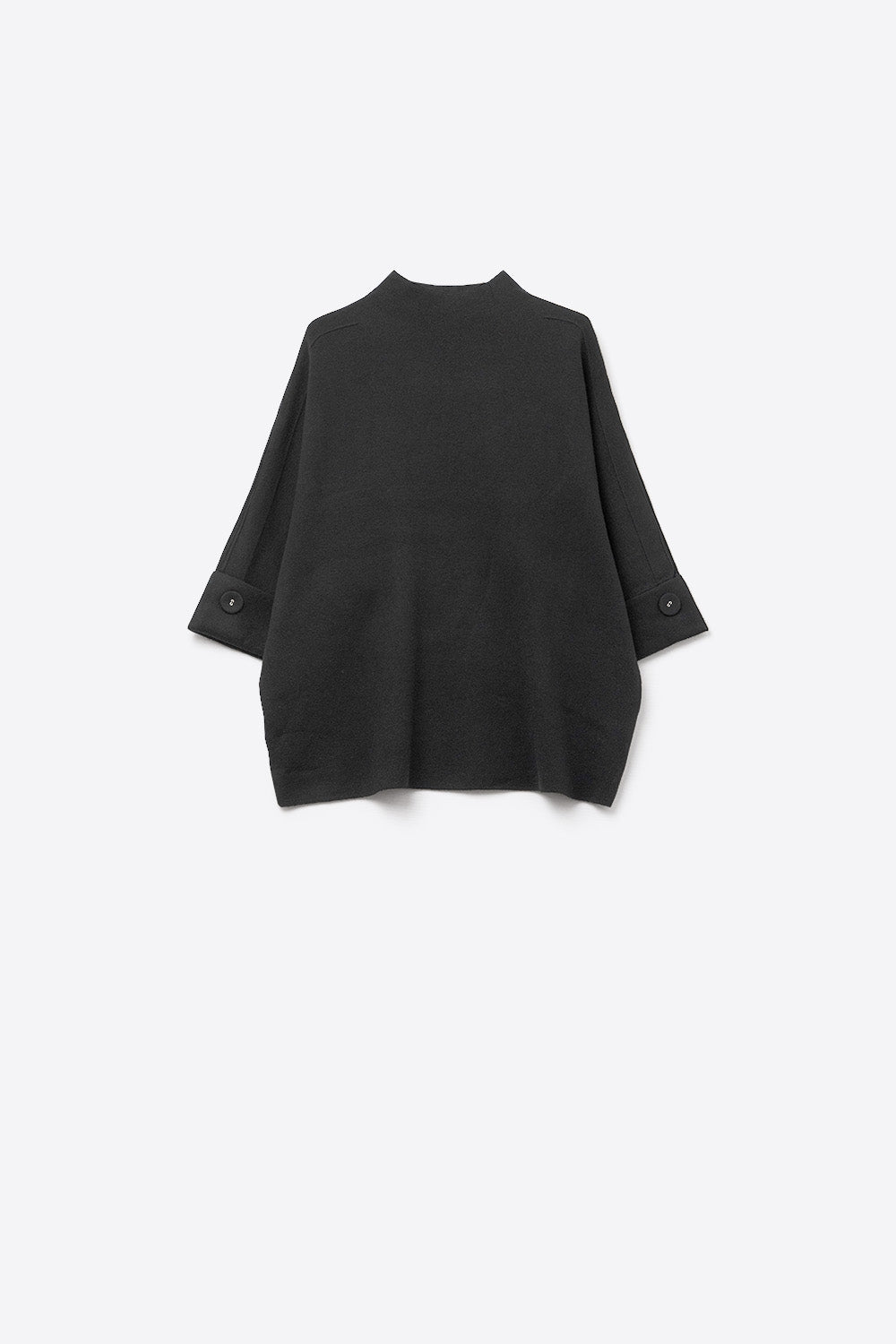 Camisola de malha preta com mangas e pormenores de botões