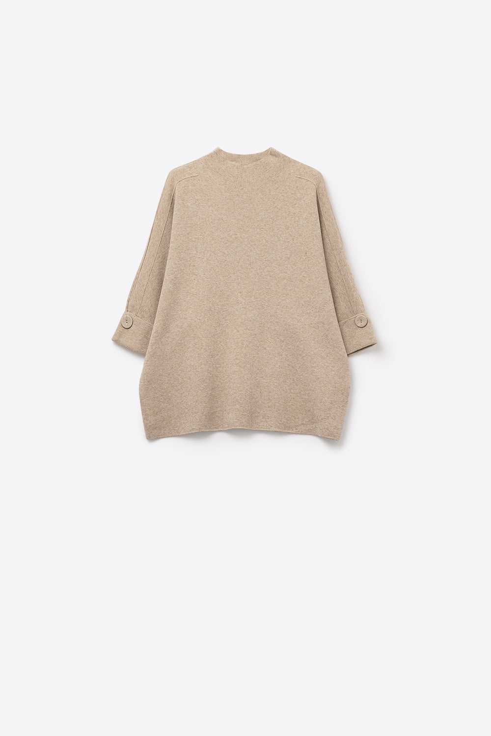 Camisola de malha camel com pormenores de botões