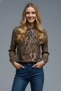 blusa com estampado animal em tecido de chiffon