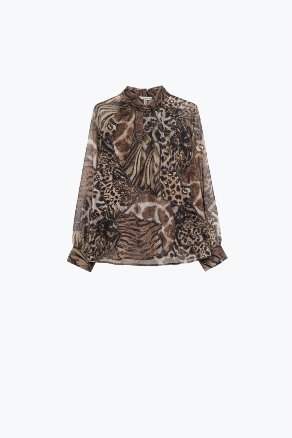blusa com estampado animal em tecido de chiffon