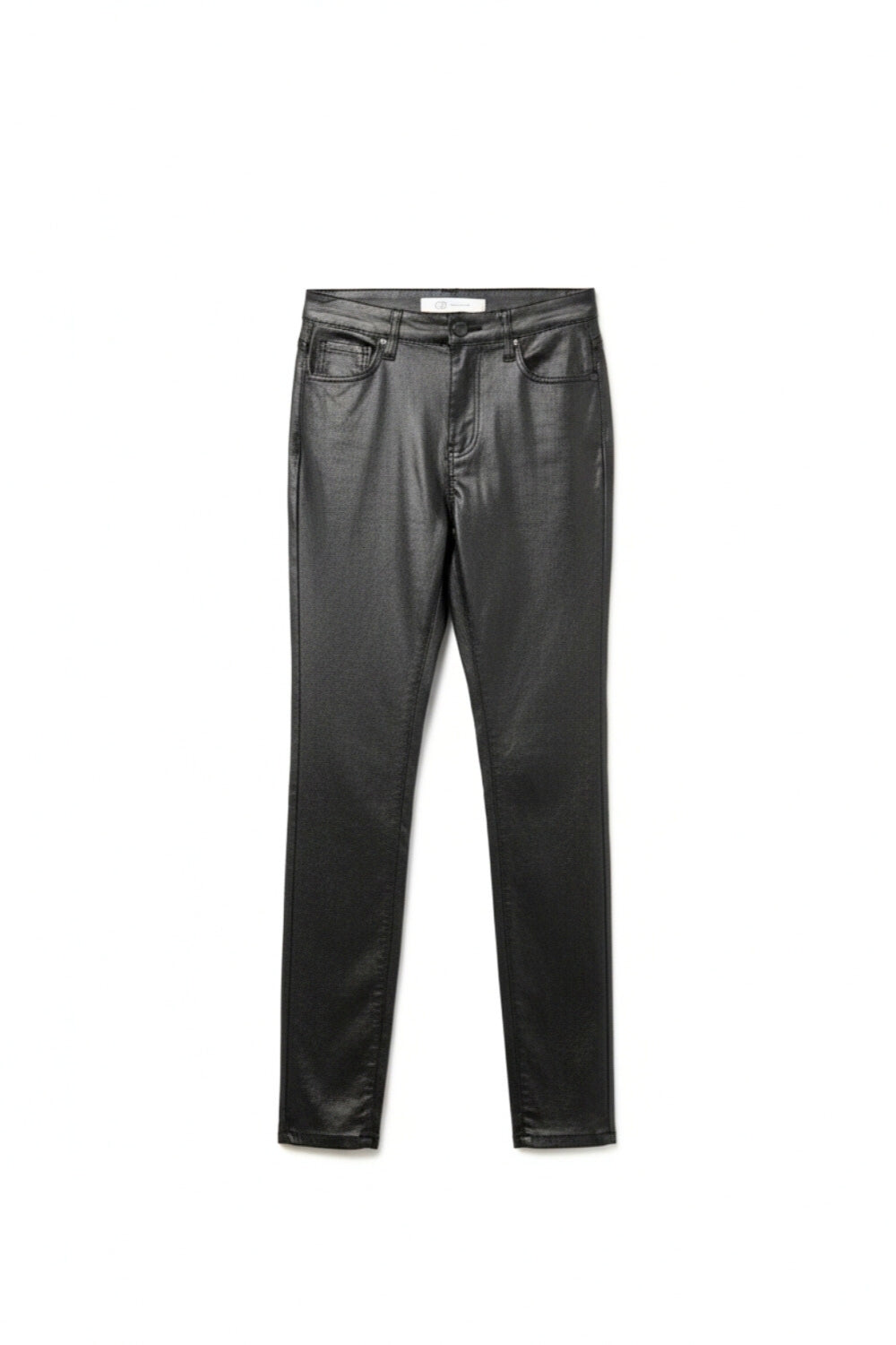 Calças skinny de couro falso em preto