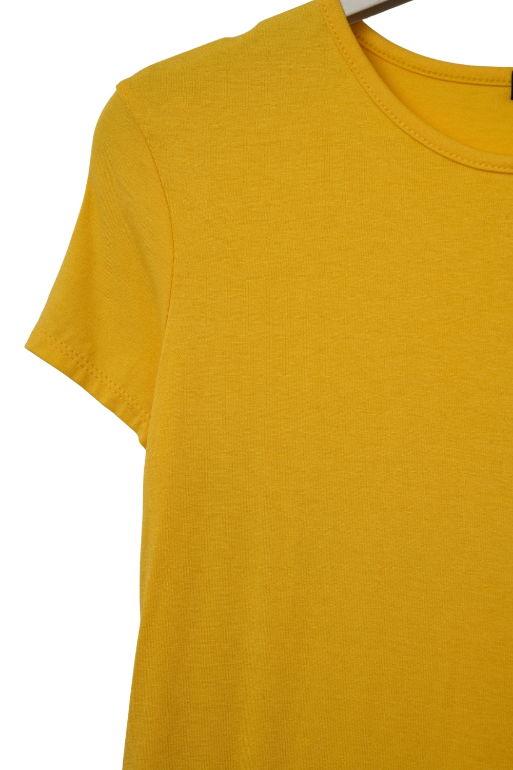 T-Shirt amarela vibrante com decote em gola redonda