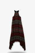 Vestido Boho Midi vermelho com estampado tribal