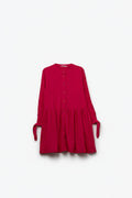Mini vestido cor-de-rosa com pormenores de botões e mangas compridas