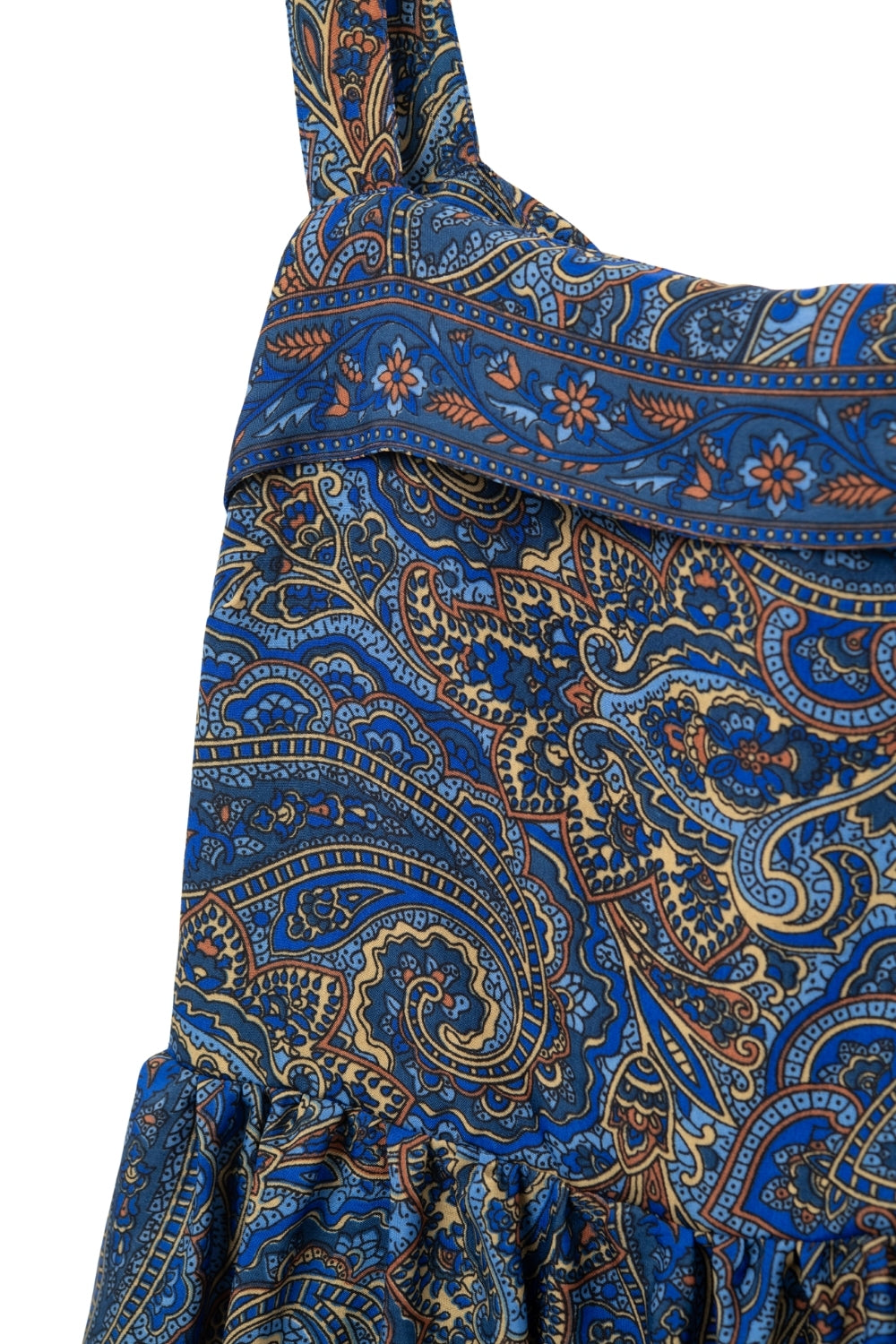 Vestido midi azul sem mangas com estampado abstrato