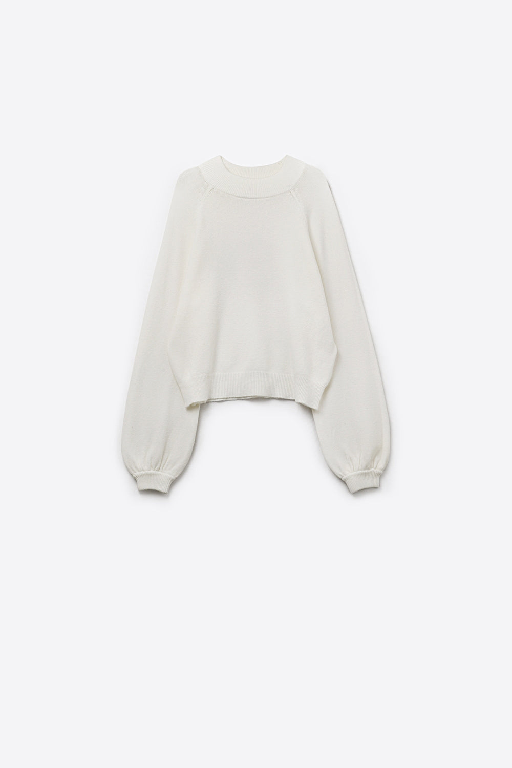 camisola branca de estilo descontraído com mangas balão