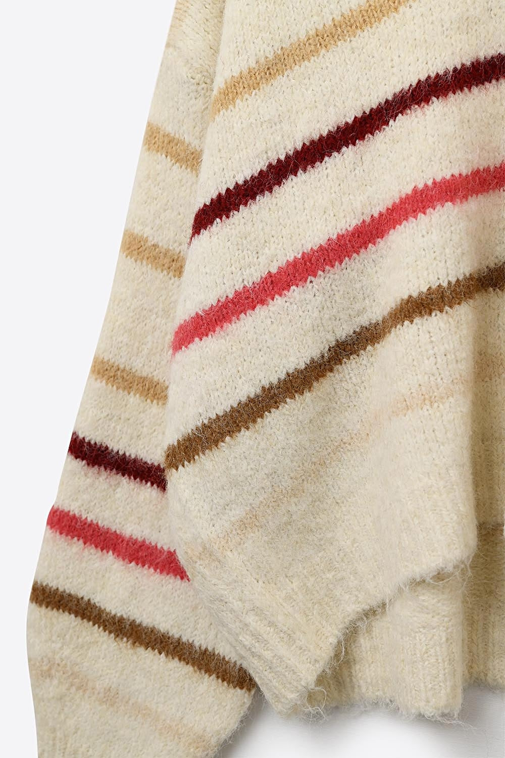 Camisola de tamanho grande em creme com riscas multicoloridas