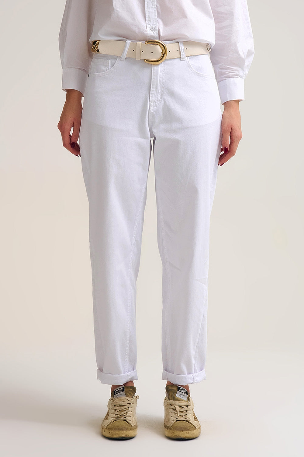 Calças Tapered descontraídas em branco Comfy Stretch