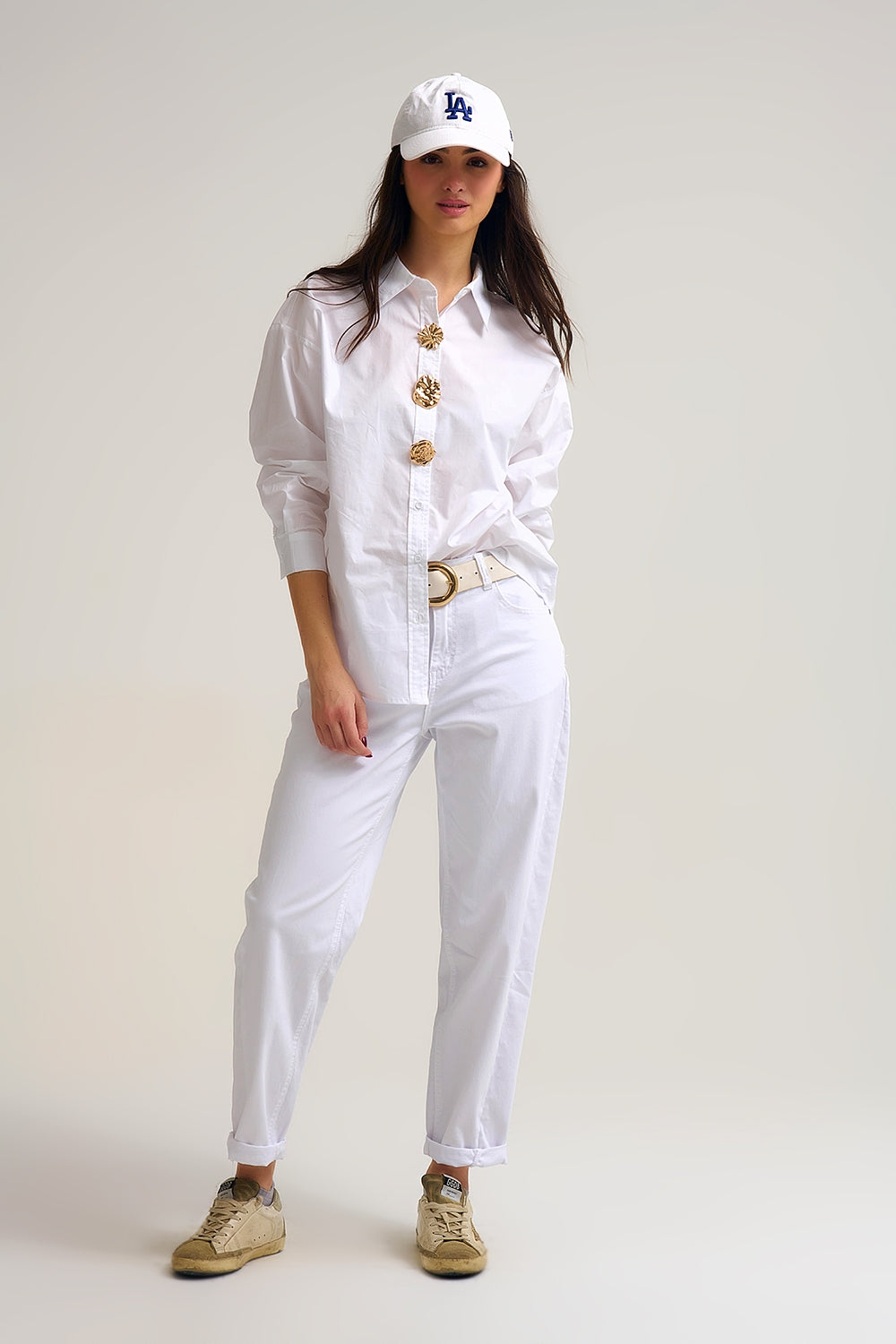 Calças Tapered descontraídas em branco Comfy Stretch