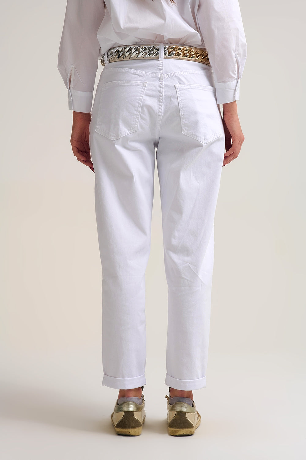 Calças Tapered descontraídas em branco Comfy Stretch