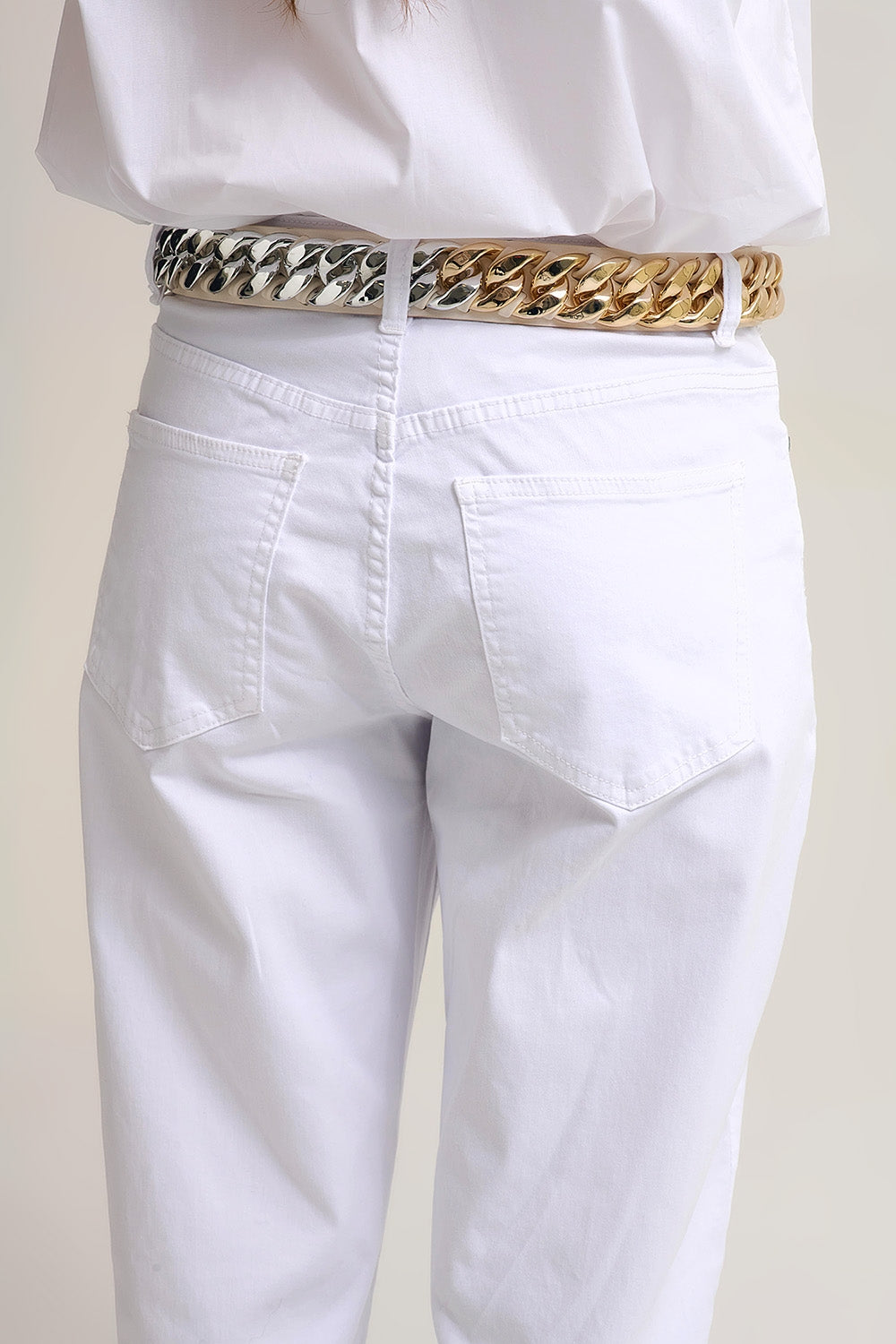 Calças Tapered descontraídas em branco Comfy Stretch