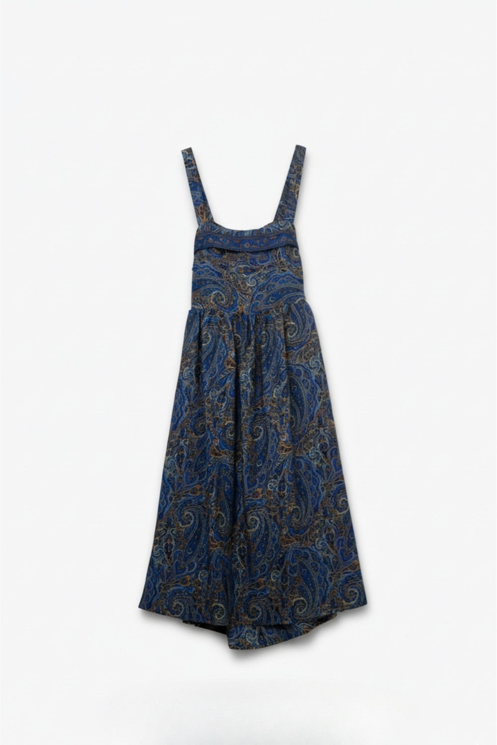 Vestido midi azul sem mangas com estampado abstrato