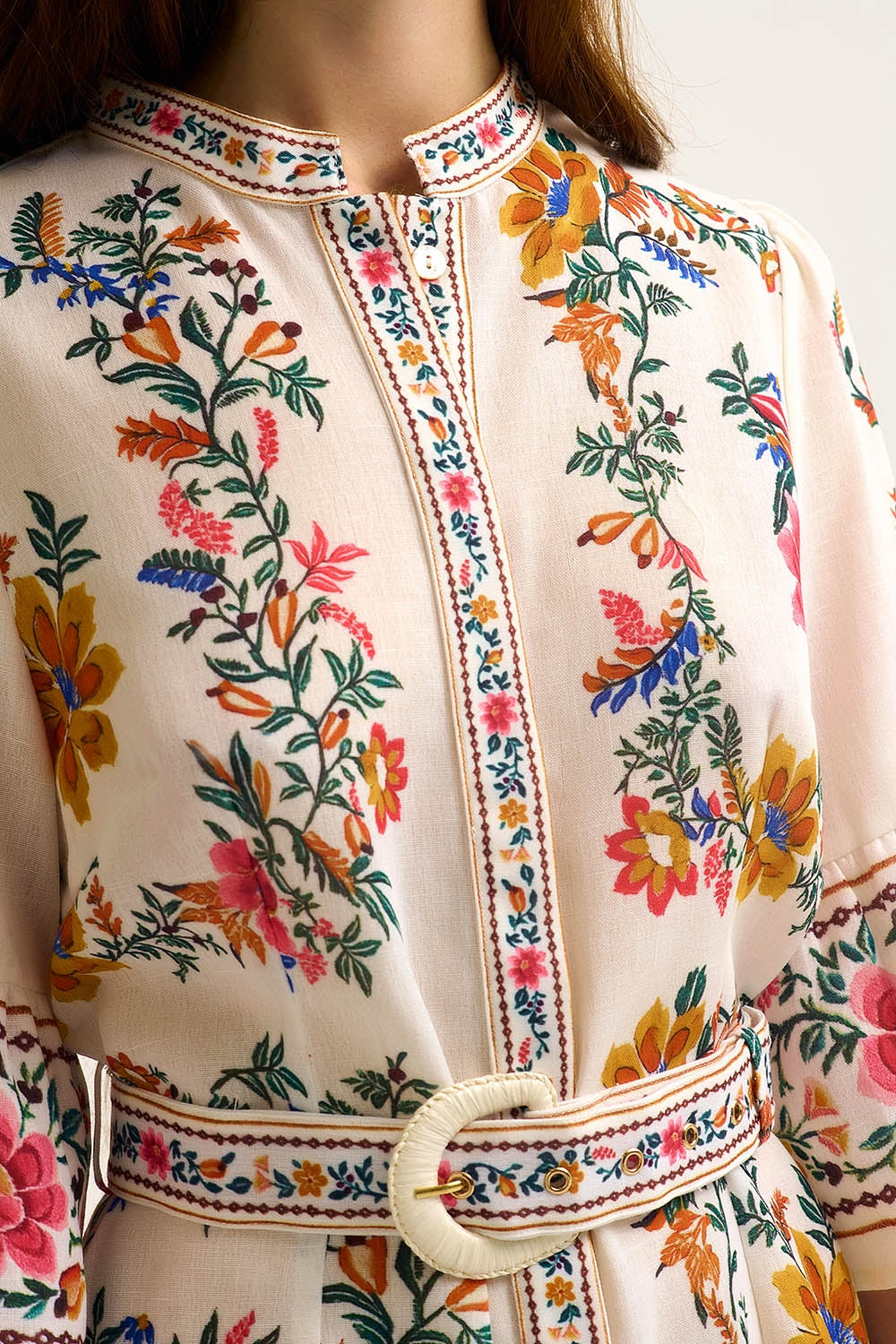 Vestido Mini Boho Floral Estampado em branco