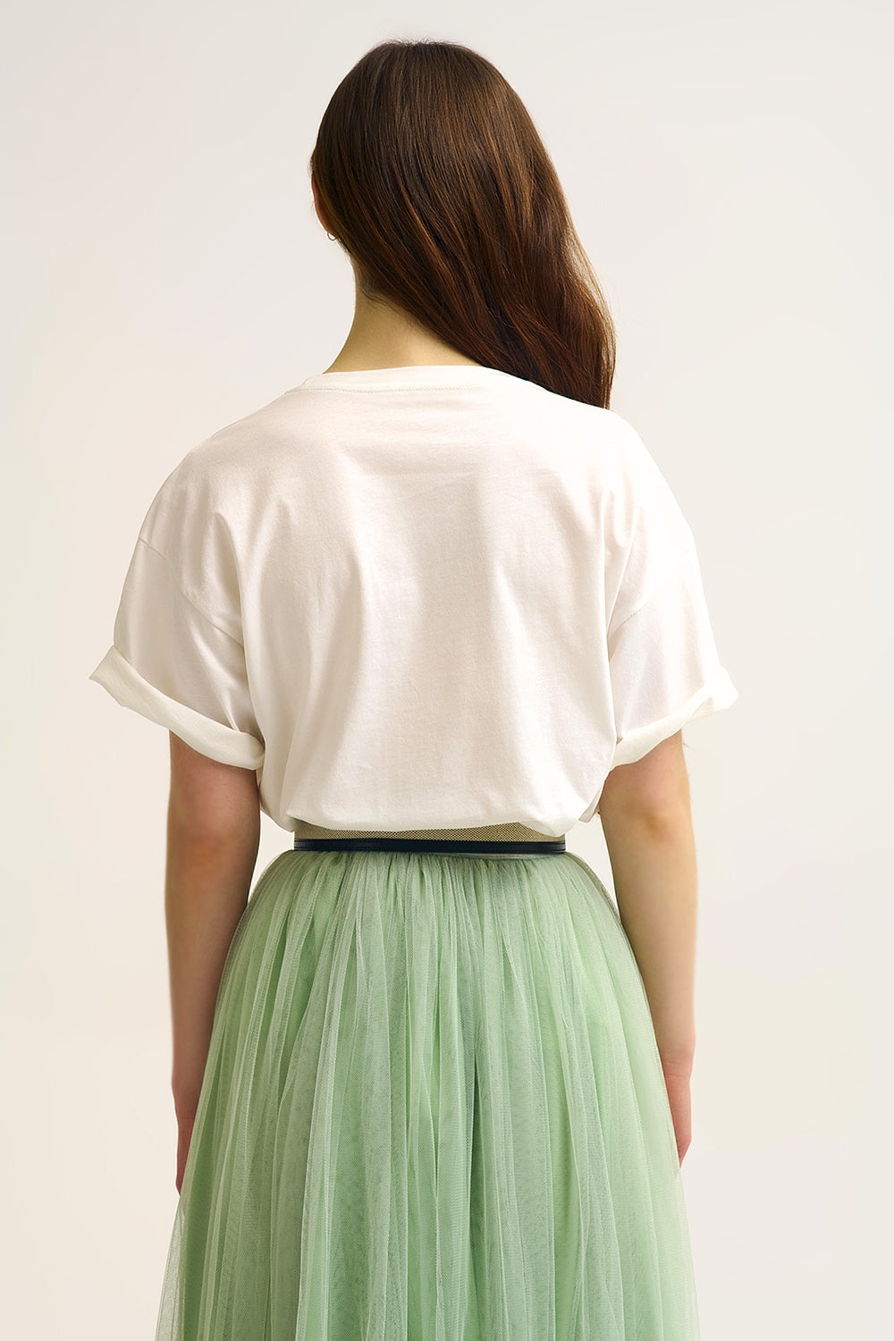 T-shirt branca Matcha Moments bordada em verde