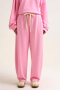 Calças Jogger de malha super-suave em cor-de-rosa com cintura com cordão