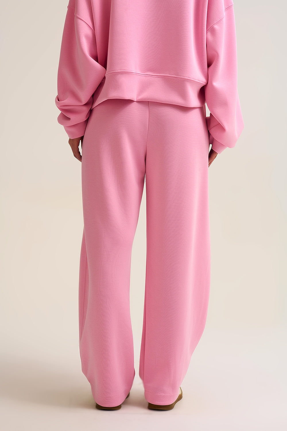 Calças Jogger de malha super-suave em cor-de-rosa com cintura com cordão