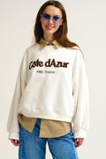 Camisola Côte d'Azur bordada em creme