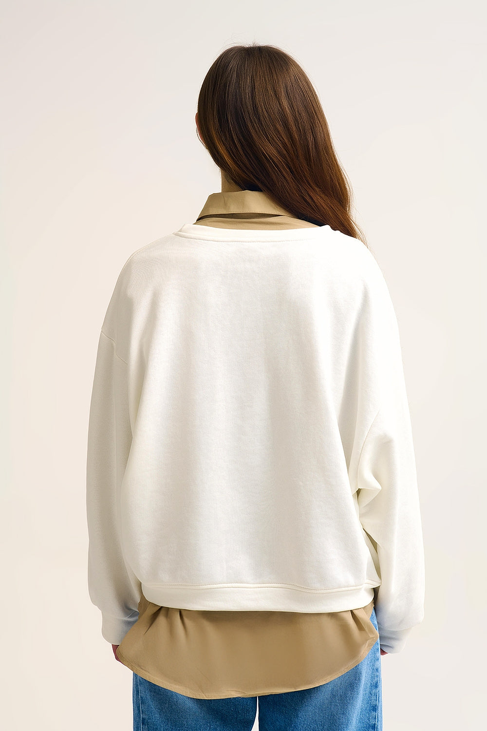 Camisola Côte d'Azur bordada em creme