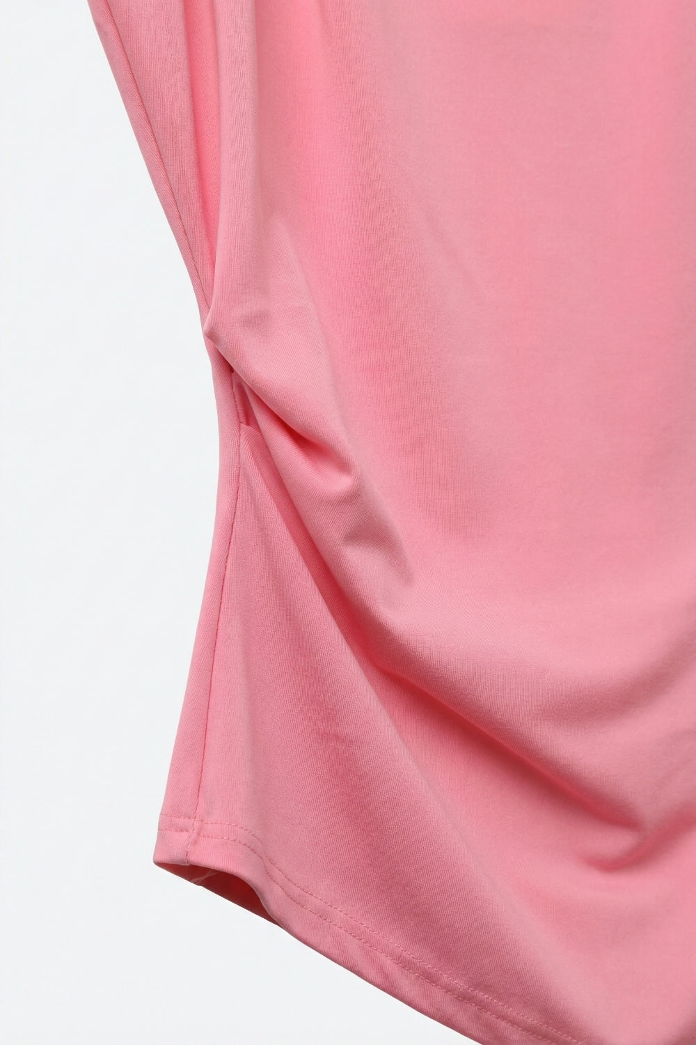 Top assimétrico sem mangas drapeado cor-de-rosa para mulher
