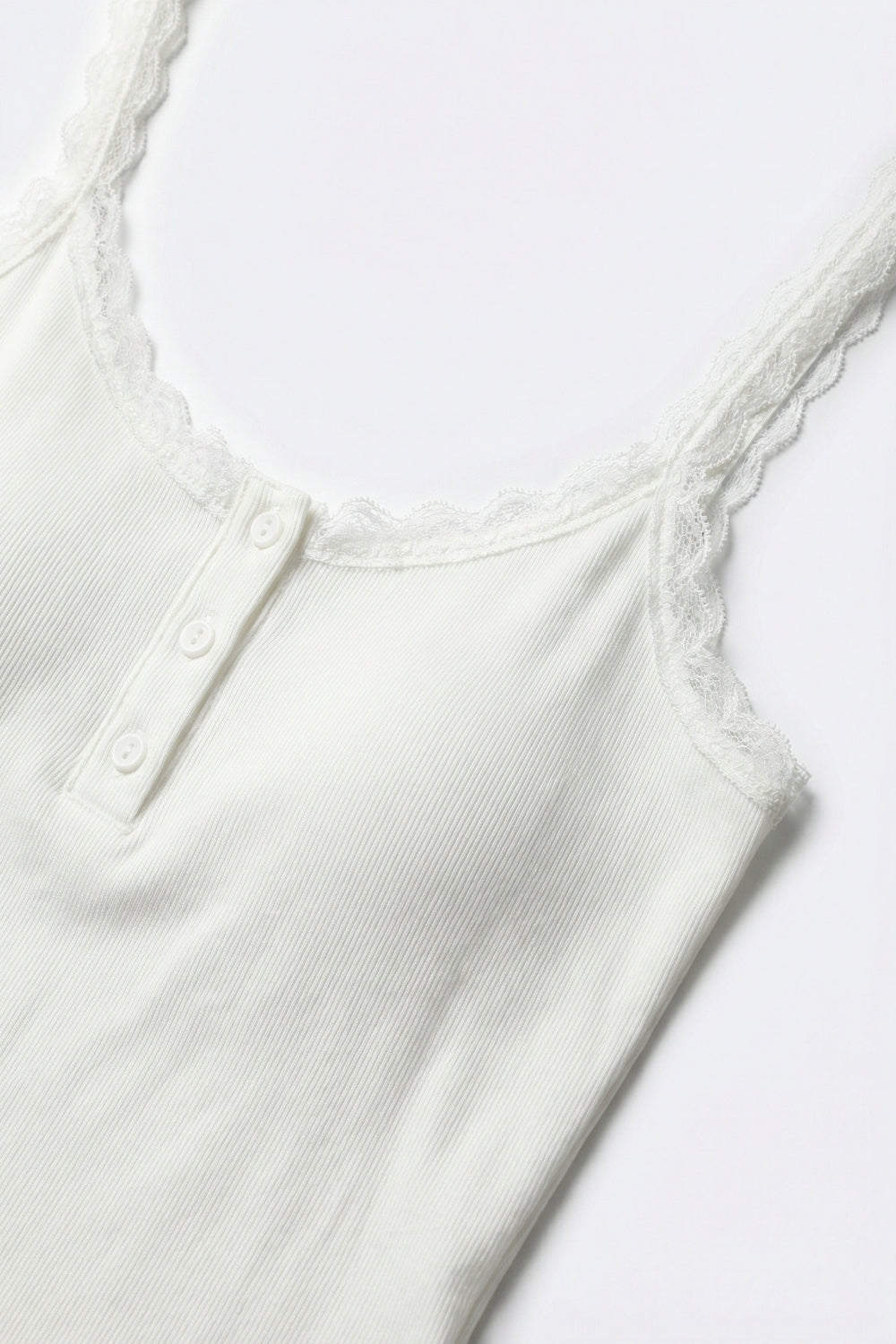 Tank Top branco de malha canelada com alças em esparguete