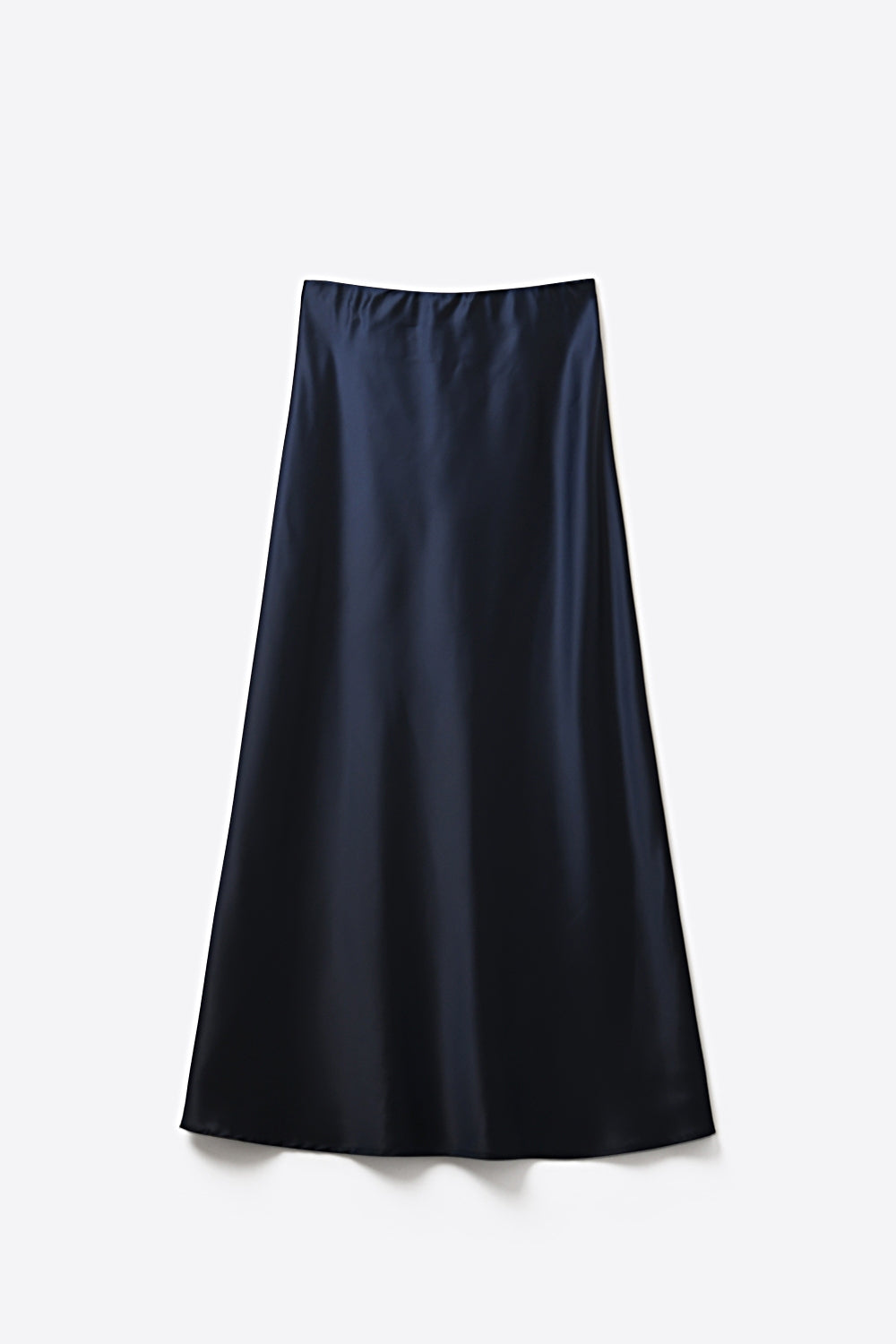 Saia A-Line Midi em cetim azul-marinho