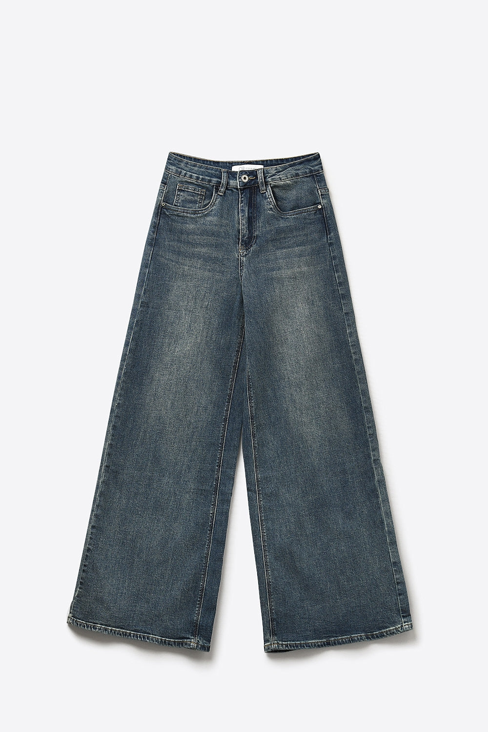 Jeans de Perna Reta em Denim para o Dia a Dia na cor azul médio