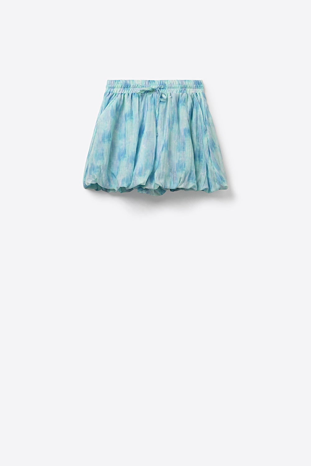 Short Bubble Tie-Dye com Cintura de Cordão Elástico na cor Aqua