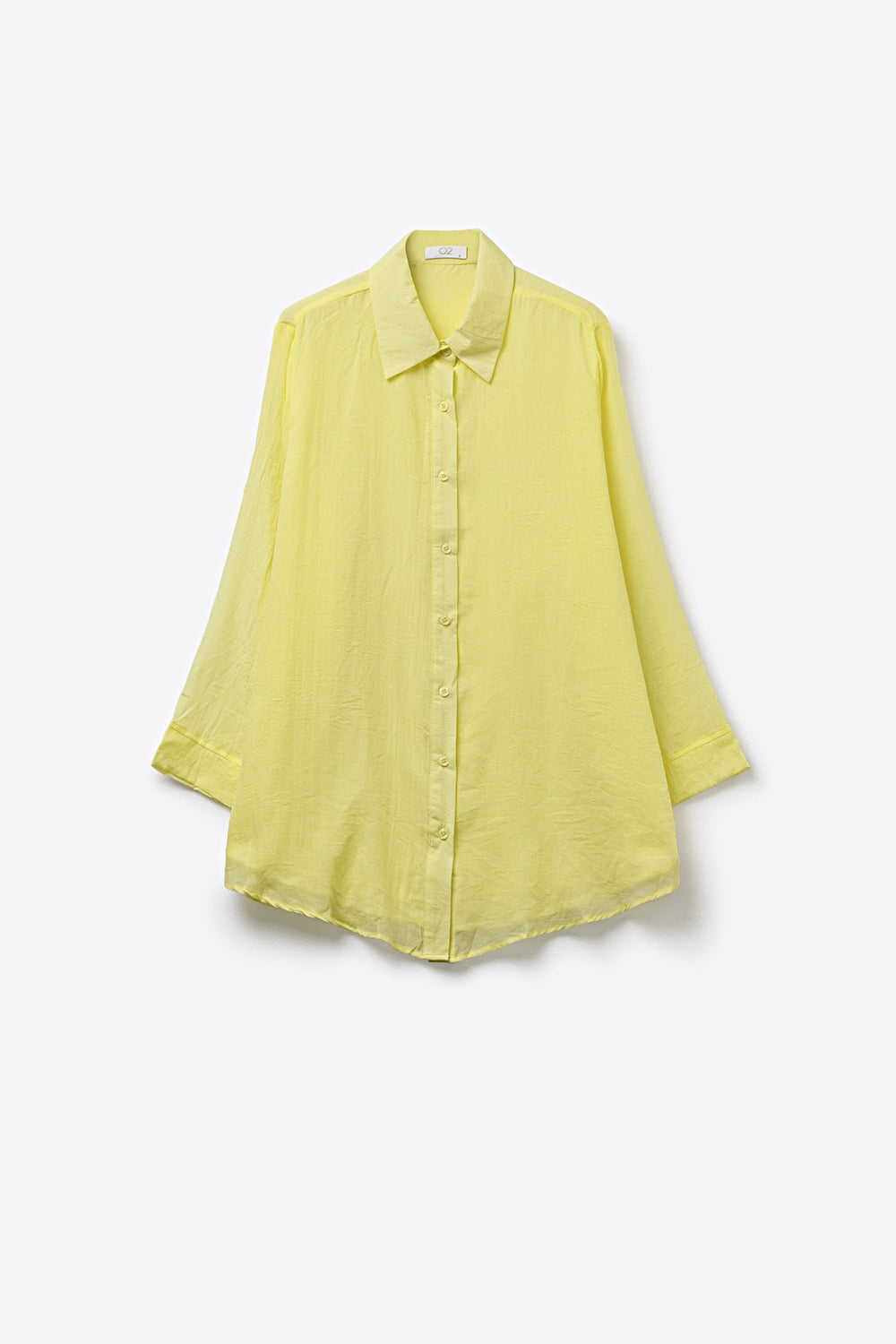Camisa amarela de ajuste relaxado e tecido transparente