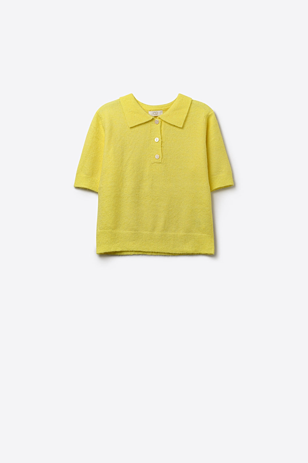 Camisa pólo de malha amarela com mangas curtas