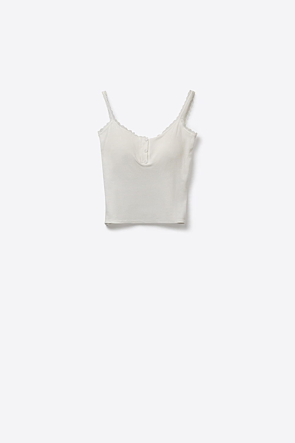 Tank Top branco de malha canelada com alças em esparguete