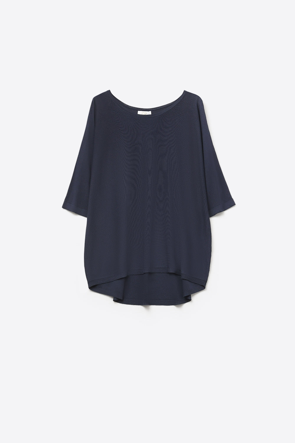 Camisola oversized em azul-marinho com mangas até ao cotovelo