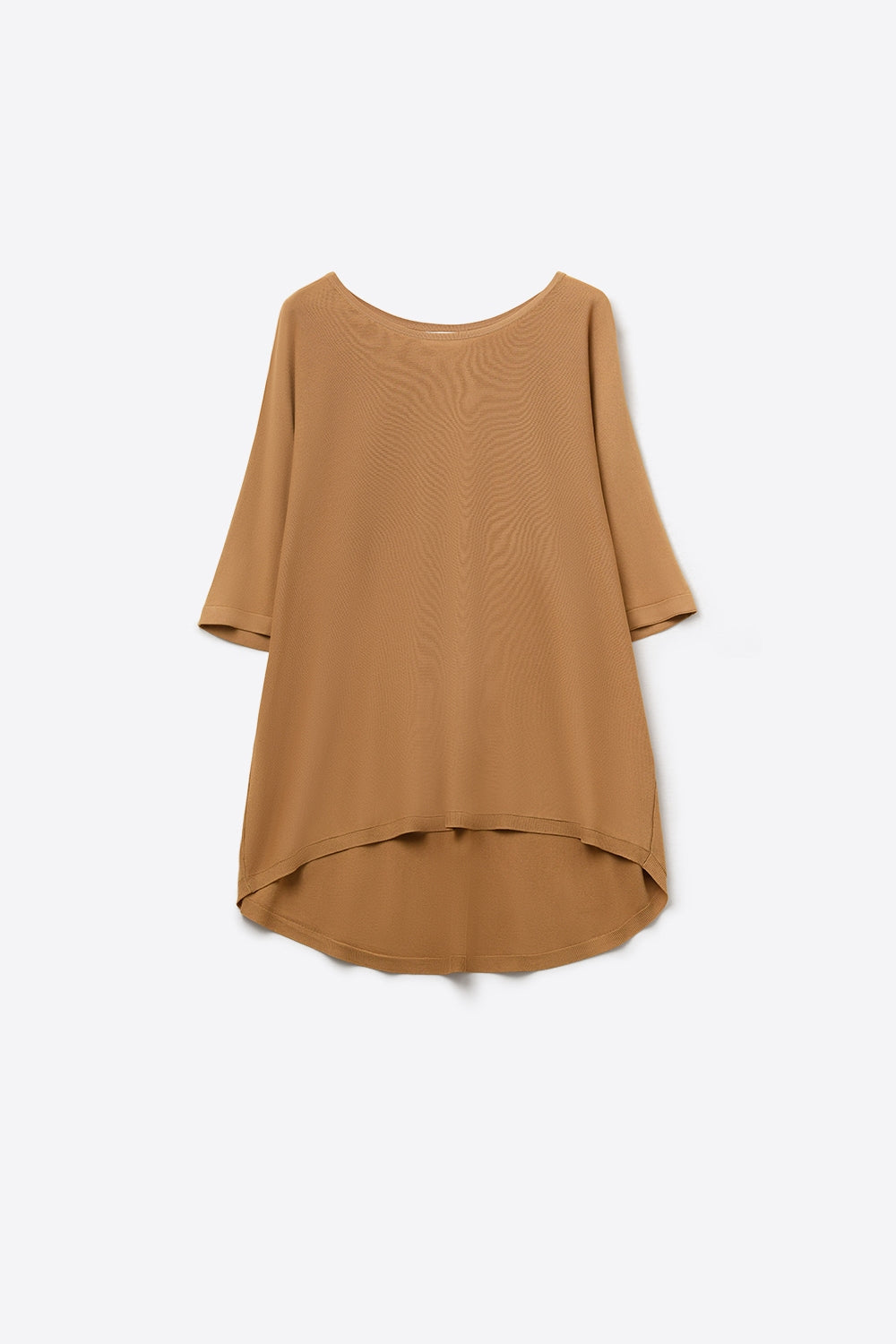 Camisola oversized em camel com mangas até ao cotovelo