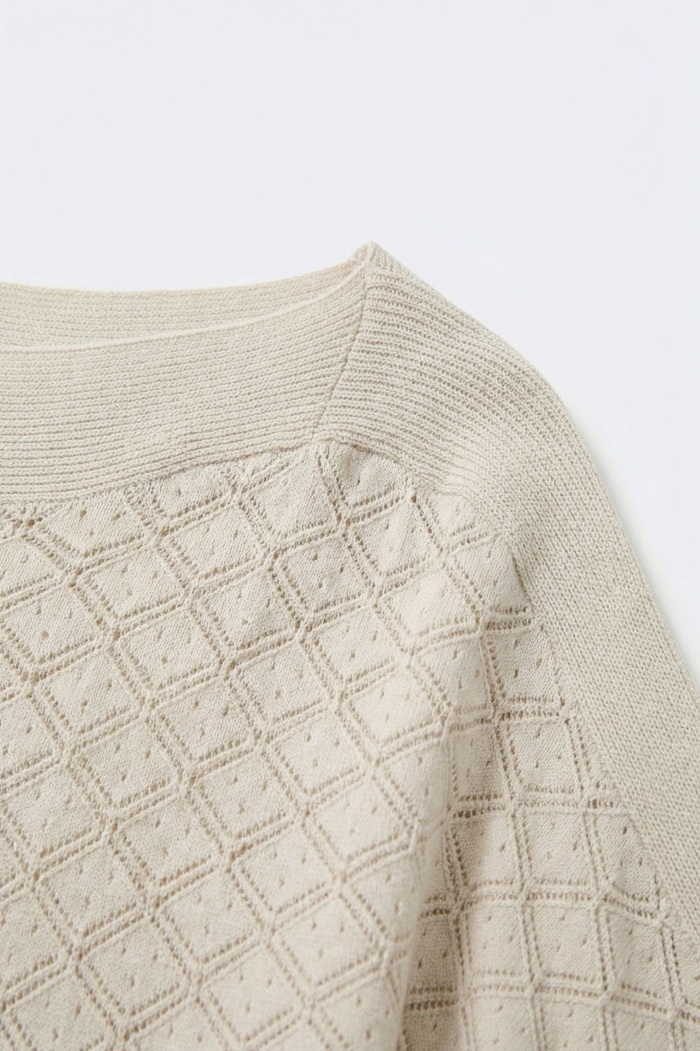 Camisola de manga curta de malha texturizada bege