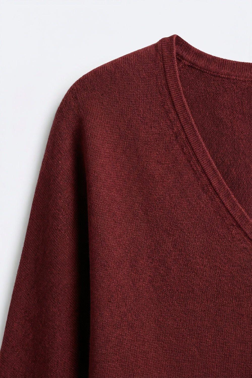 Borgonha Relaxed V-Neck Short Sleeve Knit Top
