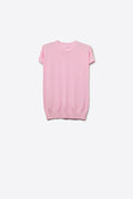 Camisola de gola alta rosa bebé com mangas curtas ajustadas