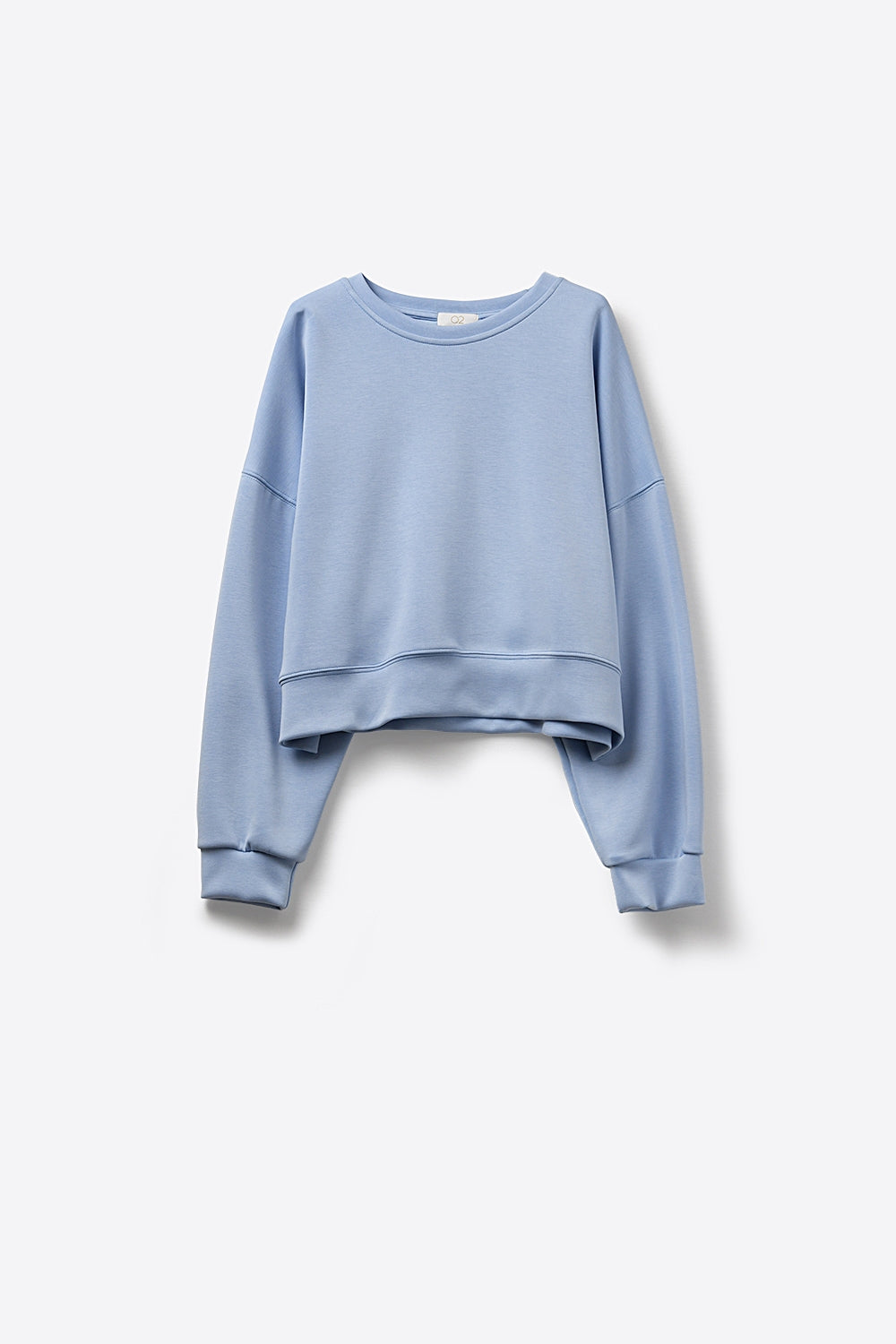 Sweatshirt básica com gola redonda e ombros caídos em azul