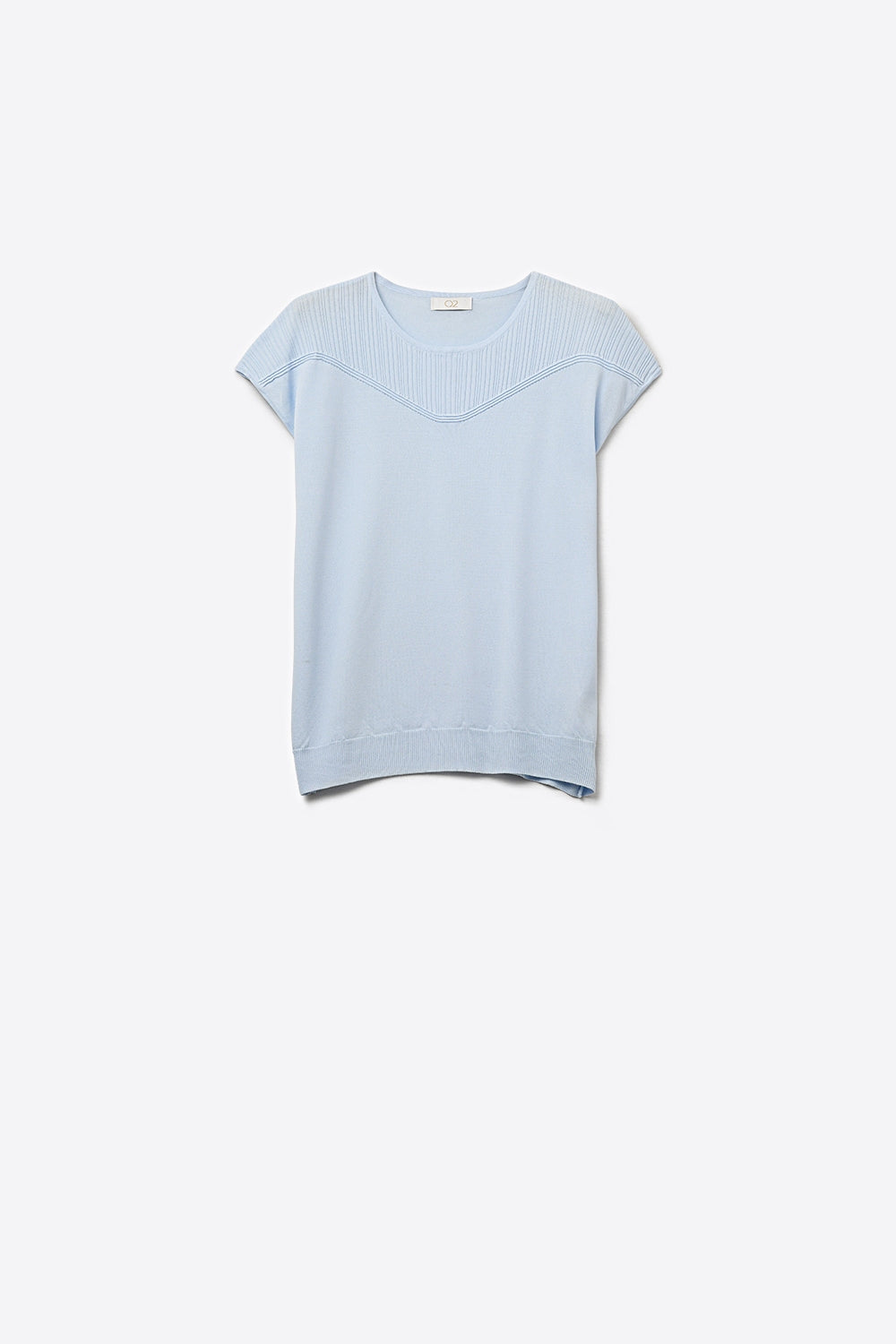 Camisola leve sem mangas de malha com caimento relaxado em azul claro