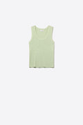 Camisola em malha canelada verde-clara para sobrepor