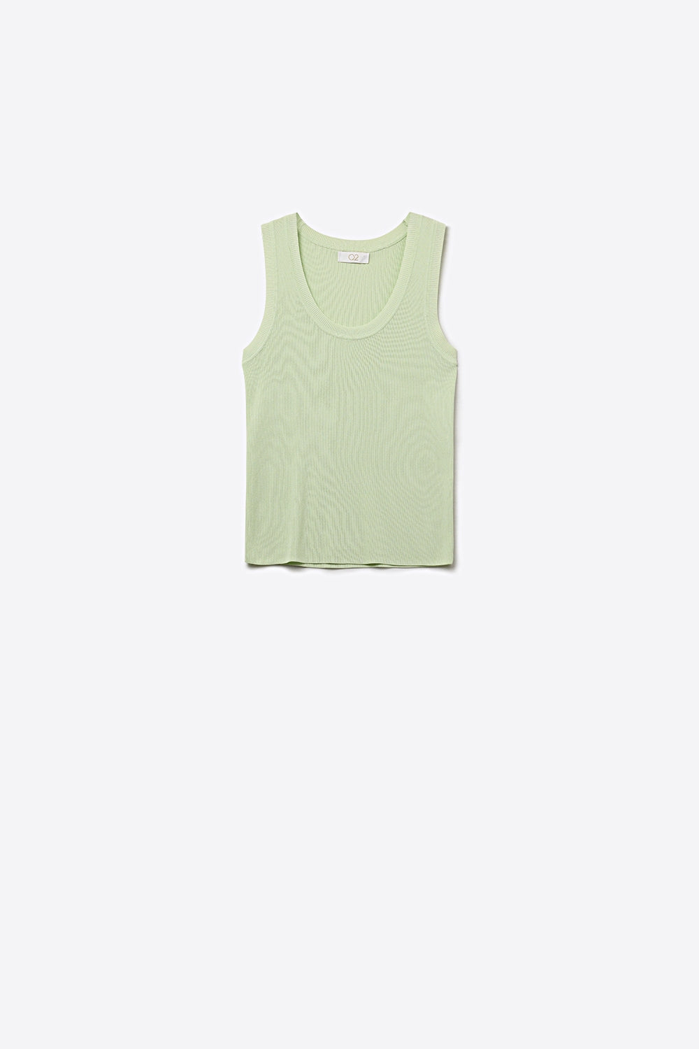 Camisola em malha canelada verde-clara para sobrepor