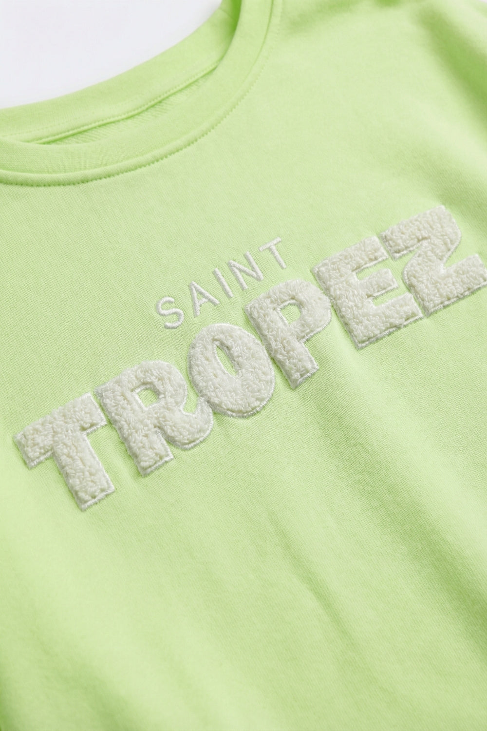 Camisola Saint Tropez bordada em verde menta