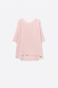 Camisola oversized em cor-de-rosa com mangas até ao cotovelo