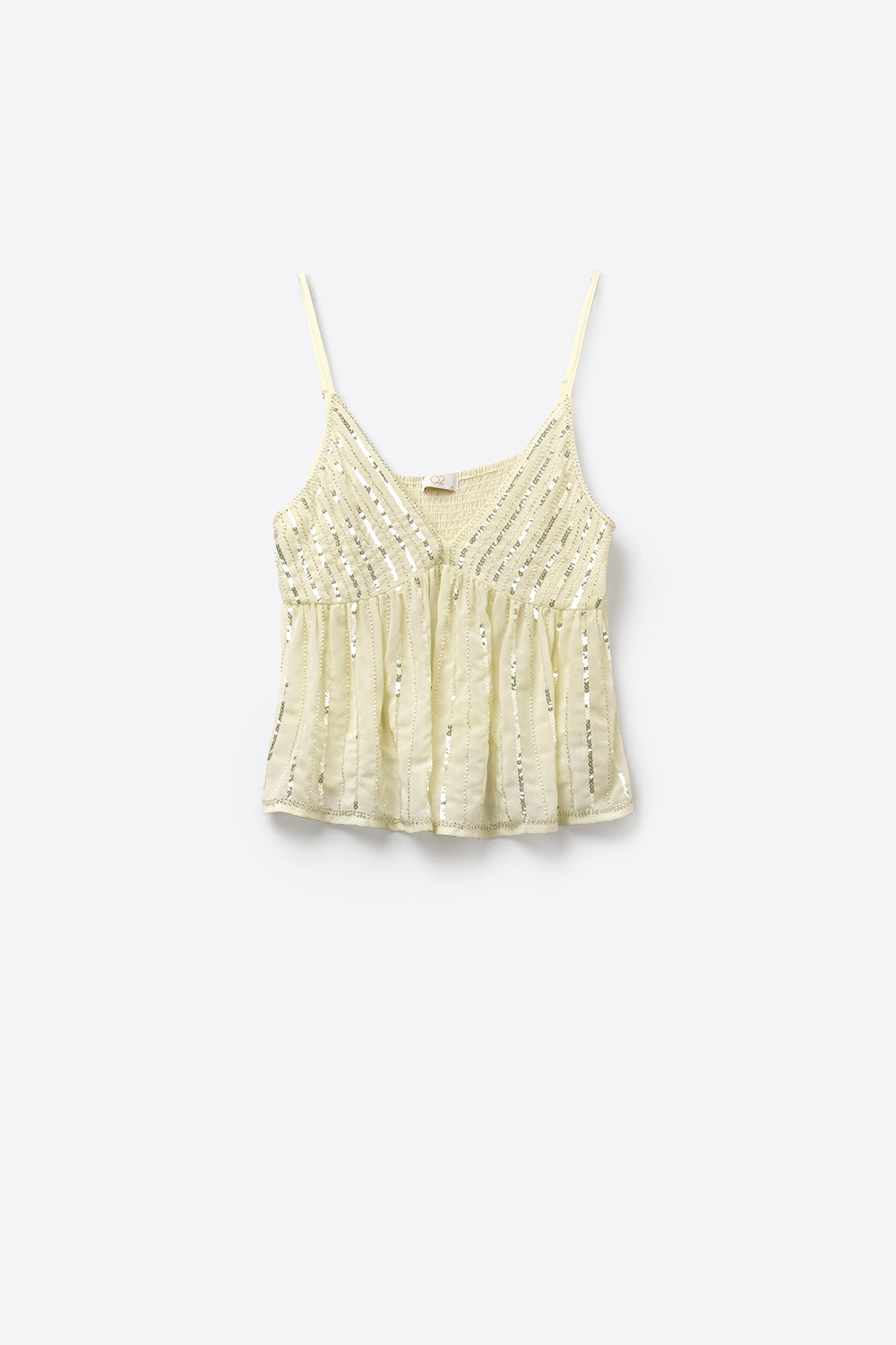 Camisola Decotada V Off-White com Apliques de Lantejoulas