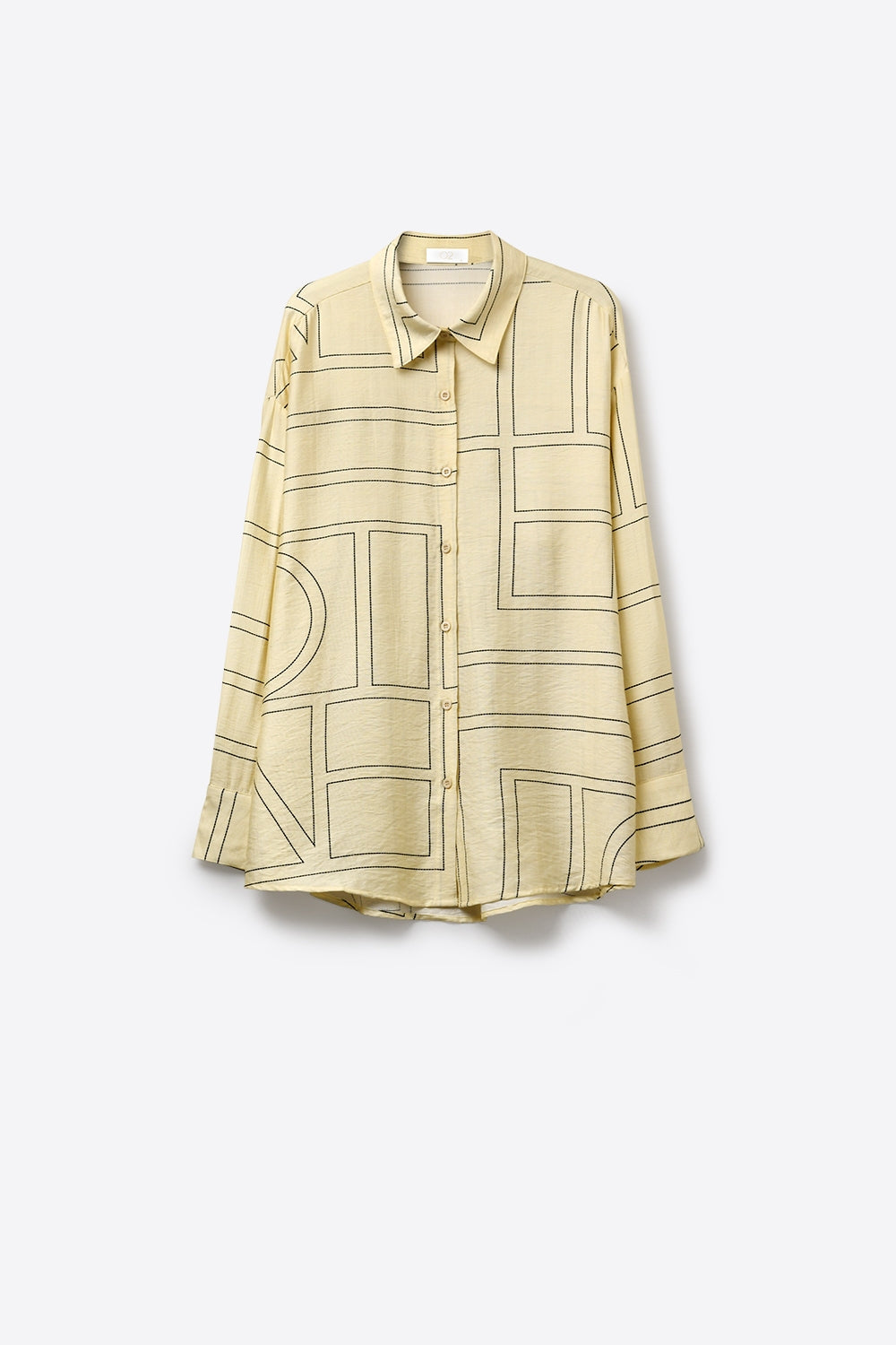 Camisa com botões com padrão geométrico bege