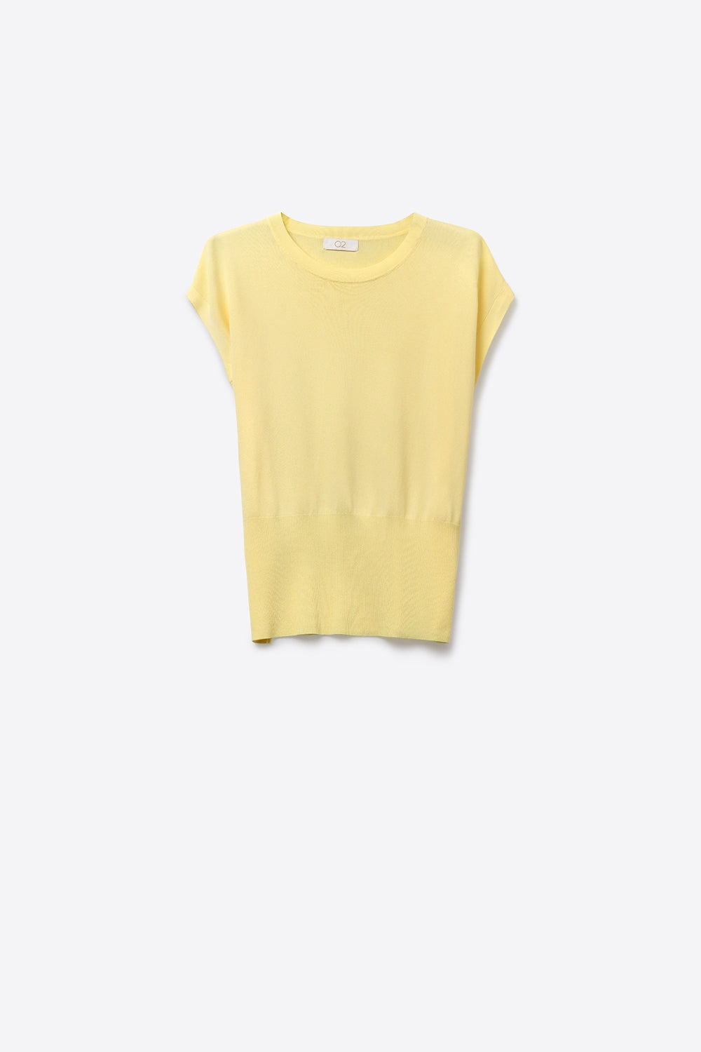 Suéter de Malha Leve com Cós Largo Canelado em amarelo