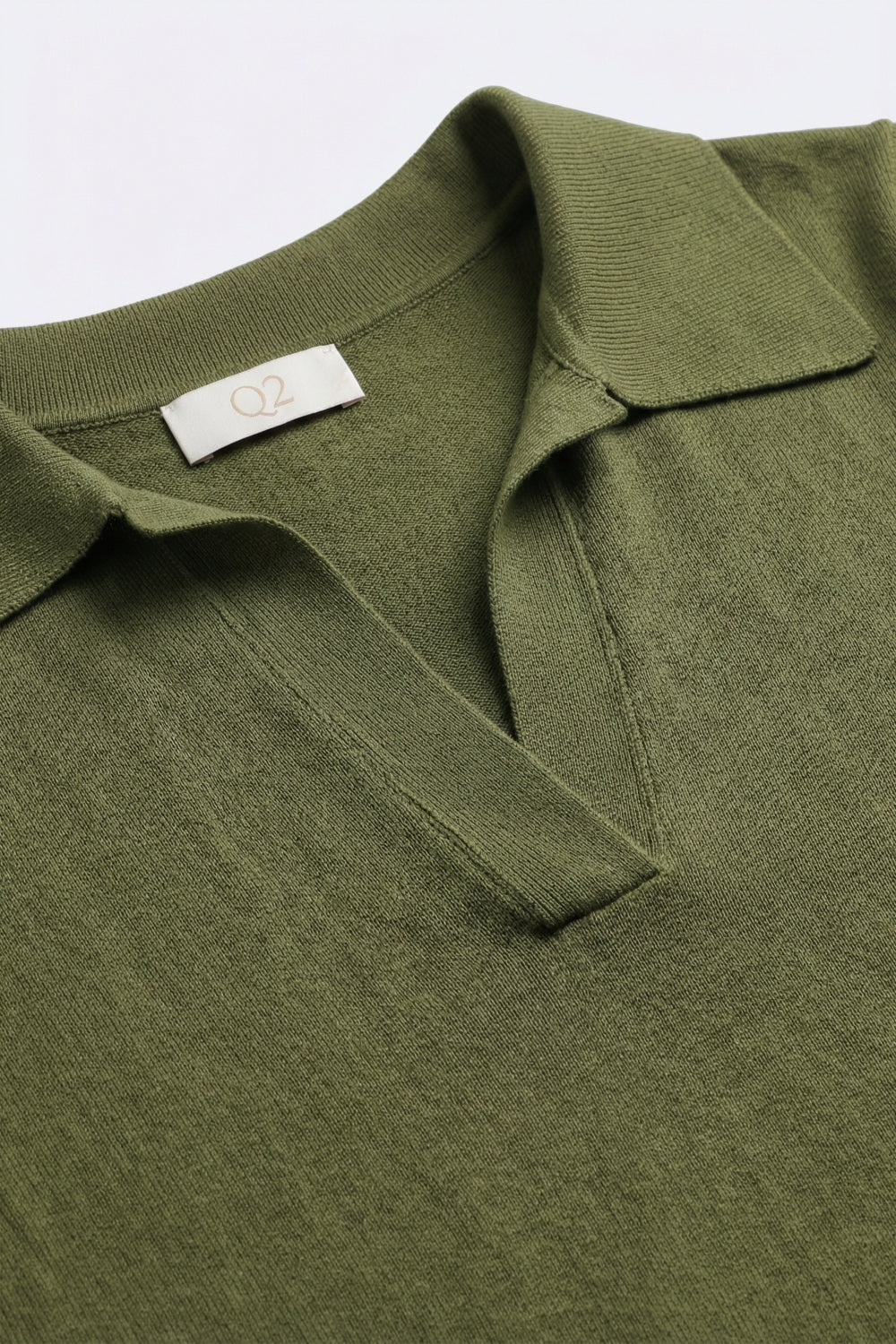 Polo de Malha Fina Verde Oliva com Mangas Caídas