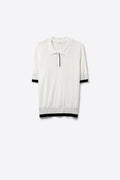 Camisola polo branca com pormenor de guarnição preto