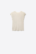 Blusa de manga comprida em malha canelada creme